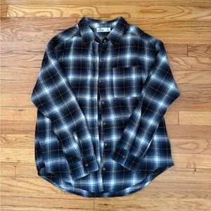 Women’s Plaid Button-Up Shirt - Blue/Black Plaid